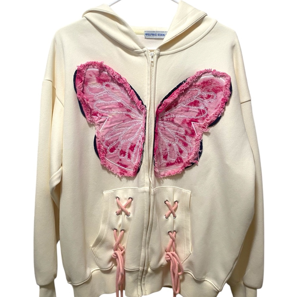 Aelfric Eden Cream Pink Butterfly Corset Jacket size Small